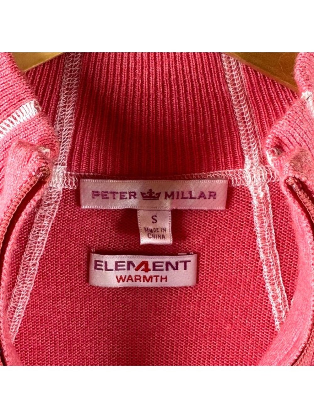 Peter Millar Womens Small Pink Quarter Zip Golf Sweater Contrast Stitch Pullover - Picture 4 of 5